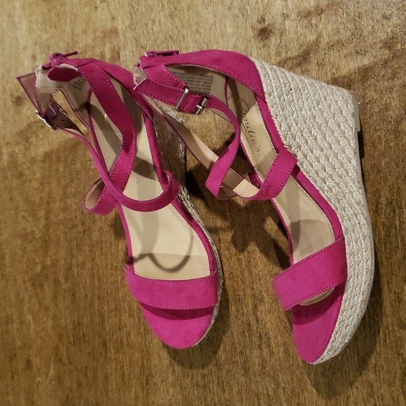 Candies Pink Espadrille Wedges Size 7.5 - Picture 3 of 8
